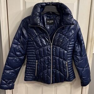 GUESS Women's Deep Blue Quilted Puffer Jacket